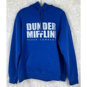 The Office Dunder Mifflin Paper Company XL Blue Pullover Hoodie Pouch Pocket